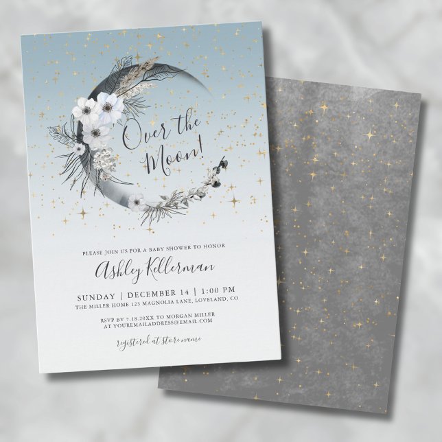 Invitation Fête Prénatale pour Bébé Pleine Lune (Over The Moon Baby Shower Invitation )