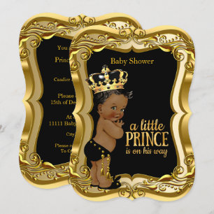Invitation Fête prénatale pour bébé prince afro-américain Noi