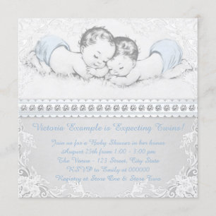Invitation Fête prénatale pour des jumeaux garçons