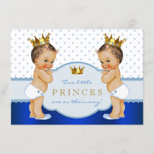 Invitation Fête prénatale pour des jumeaux princiers garçons