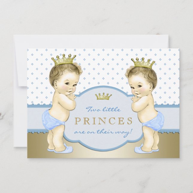 Invitation Fête prénatale pour des jumeaux princiers garçons (Devant)