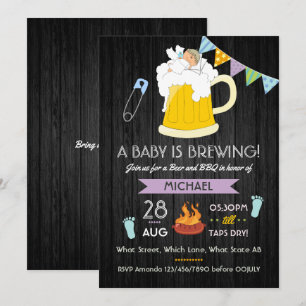 Invitation Fête prénatale pour hommes Beer and BBQ Party pour