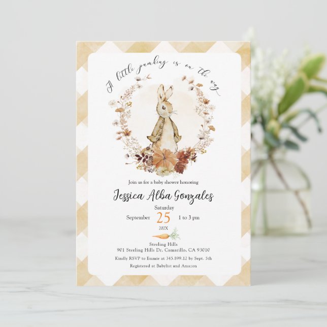 Invitation Fête prénatale pour l'arrivée d'une petite citroui (Debout devant)