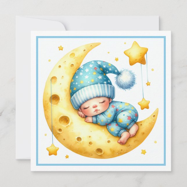 Invitation Fête prénatale pour le bébé du garçon qui dort ave (Devant)