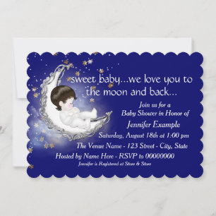 Invitation Fête Prénatale Pour Le Bébé Jusqu'à La Lune et Ret