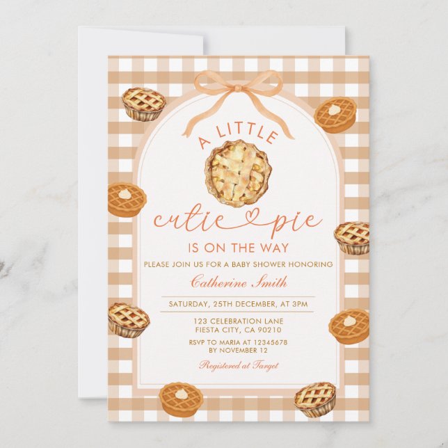 Invitation Fête Prénatale pour le Petit Biscuit Orange Chéri (Devant)