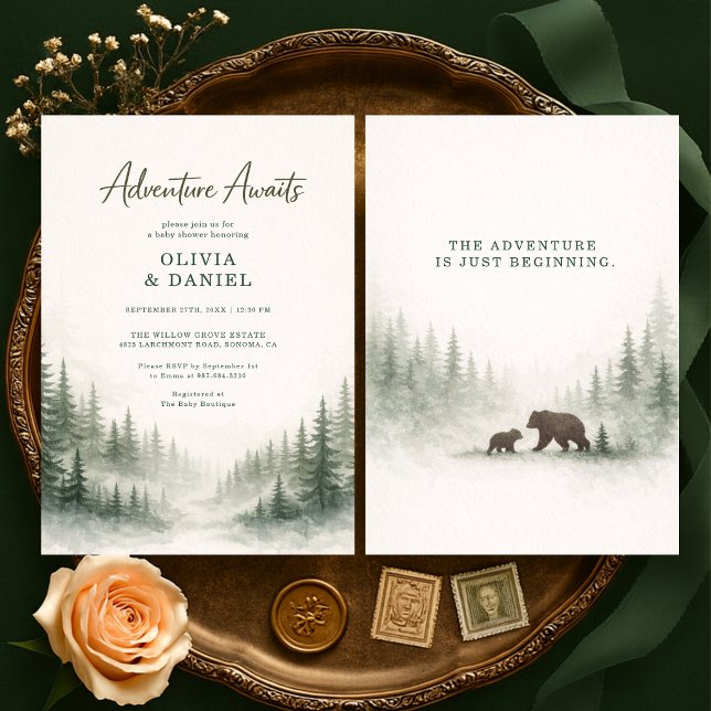 Invitation Fête Prénatale pour les futurs parents de la forêt (Créateur téléchargé)