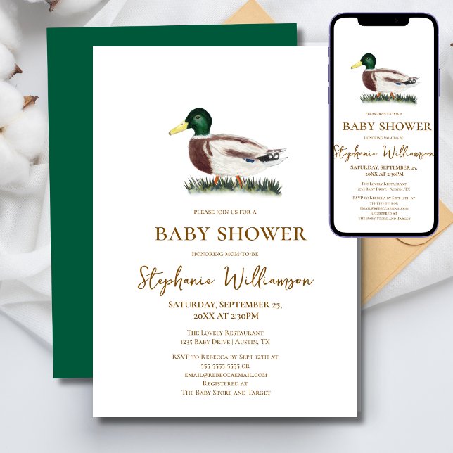 Invitation Fête Prénatale pour un Petit Canard Colvert (Créateur téléchargé)