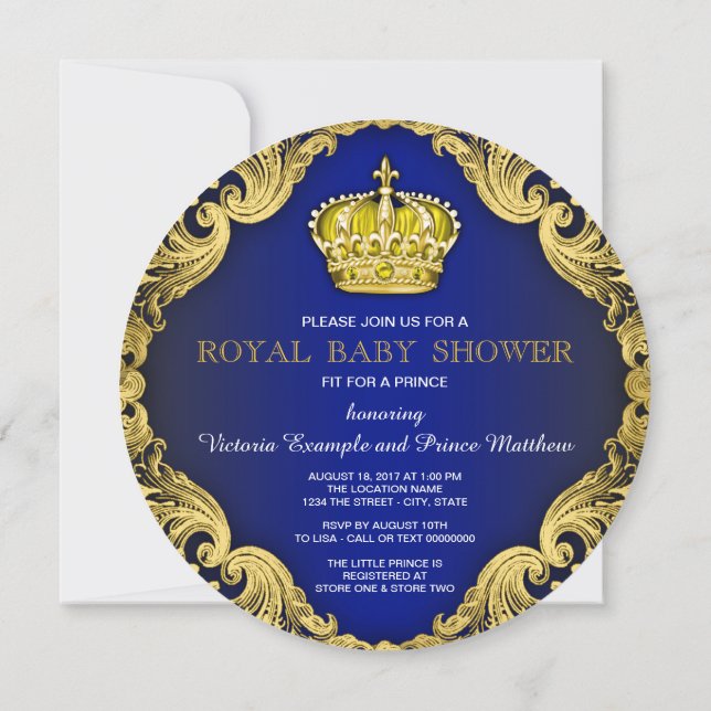 Invitation Fête Prénatale pour un Prince Élégant (Dos)