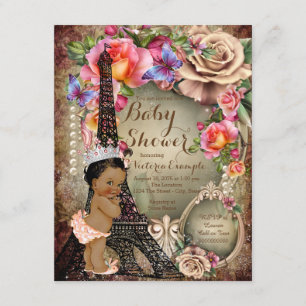 Invitation Fête Prénatale Princesse Ethnique Vintage Paris