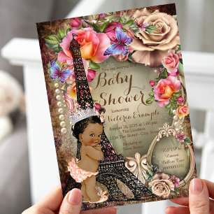 Invitation Fête Prénatale Princesse Ethnique Vintage Paris