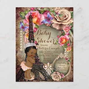 Invitation Fête Prénatale Princesse Ethnique Vintage Paris