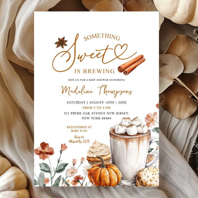 Invitation Fête Prénatale Pumpkin Something Sweet is Brewing (Créateur téléchargé)