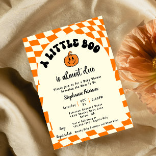Invitation Fête Prénatale Rétro Amusante à Carreaux Ondulés U