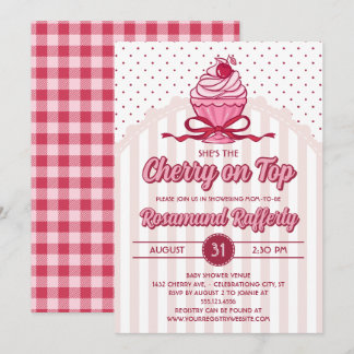 Invitation Fête Prénatale Rétro Coquette Cherry on Top Girl