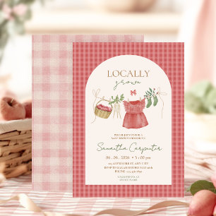 Invitation Fête Prénatale Rose au Marché de Producteurs Locau