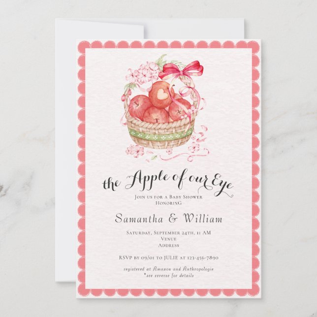 Invitation Fête Prénatale Rustique Apple Of Our Eye Récolte D (Devant)