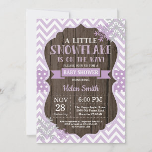 Invitation Fête Prénatale Rustique d'Hiver Flocon de Neige Vi