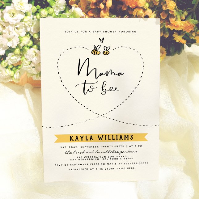 Invitation Fête Prénatale Rustique Mama To Bee pour Bébé de G (Créateur téléchargé)