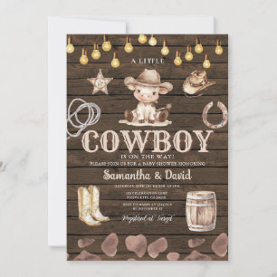 Invitation Fête prénatale Stringlight Cowboy est en route Béb