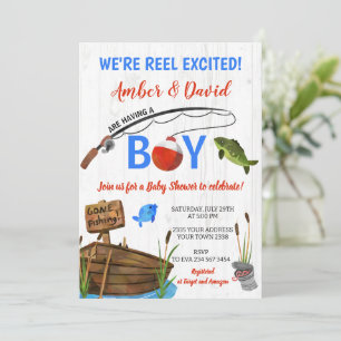 Invitation Fête Prénatale sur le Thème de la Pêche avec une B