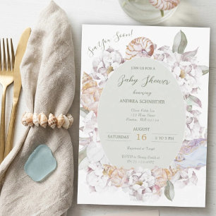 Invitation Fête Prénatale sur le thème des Coquillages et Fle