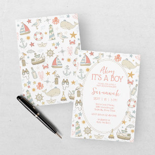 Invitation Fête Prénatale Thème Marin pour Garçon