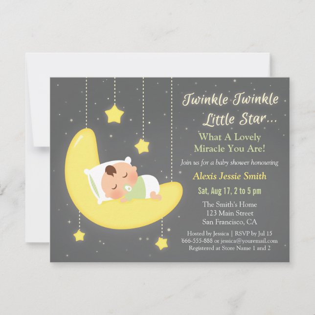 Invitation Fête Prénatale : Une Version Neutre de "Twinkle Li (Devant)