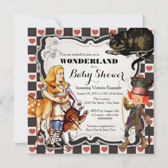 Invitation Fête Prénatale Vintage Wonderland (Devant)