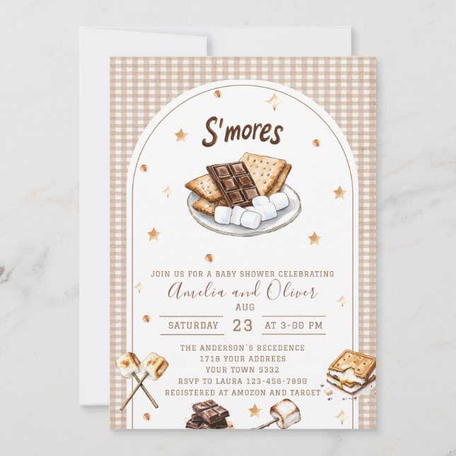 Invitation Fête prénatale Watercolor S'more à aimer (Devant)