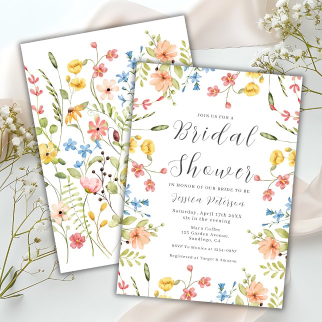 Invitation Fête prénuptiale élégante et moderne avec fleurs s (Créateur téléchargé)