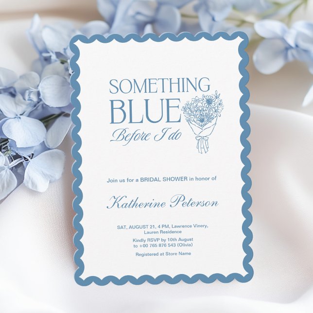 Invitation Fête prénuptiale Élégante Quelque Chose de Bleu (Créateur téléchargé)