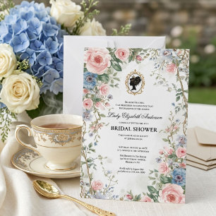 Invitation Fête prénuptiale rose florale de l'ère Régence