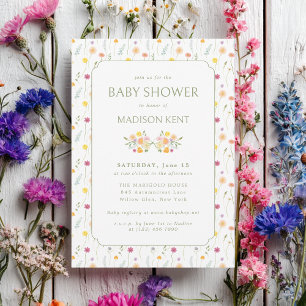 Invitation Fête Prépayée Florale Printemps Été Fleurs Baby Sh
