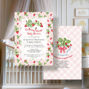 Invitation Fête Prune si douce Fille rose à carreaux