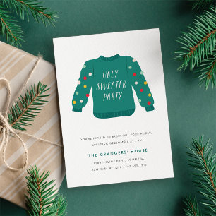 Invitation Fête Pull de Noël Ridicule Pompom