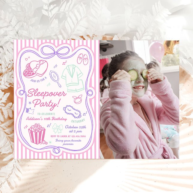 Invitation Fête Pyjama Anniversaire Fille Photo (Créateur téléchargé)