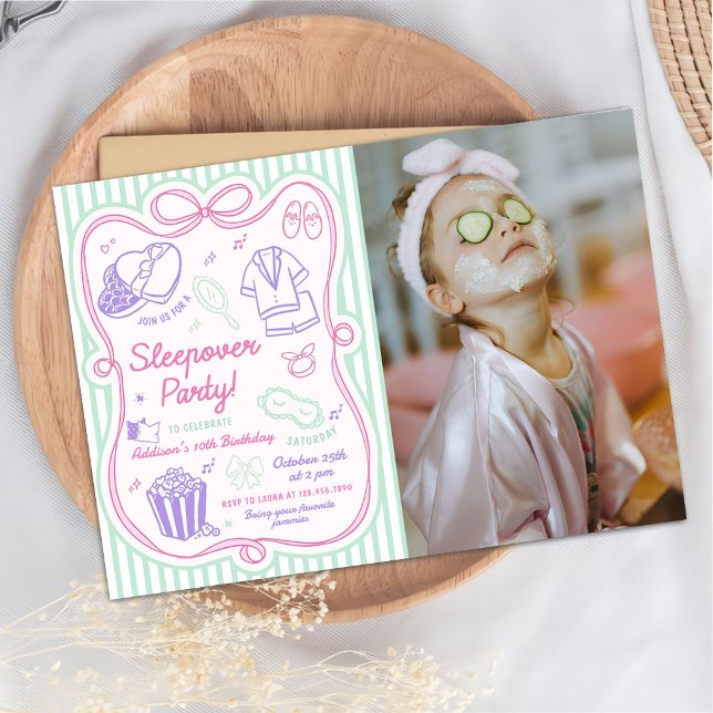 Invitation Fête Pyjama Anniversaire Fille Photo (Créateur téléchargé)
