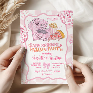 Invitation Fête Pyjama Bébé Rétro Rose Douce