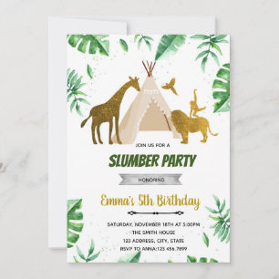 Invitation fête pyjama bête sauvage