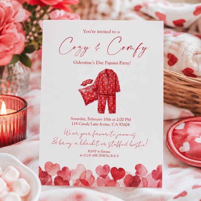 Invitation Fête pyjama de Galentine's Cozy & Confortable (Créateur téléchargé)