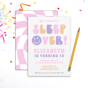 Invitation Fête Pyjama Filles Rétro