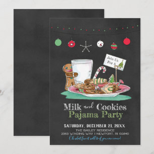 Invitation Fête Pyjama Lait et Cookies