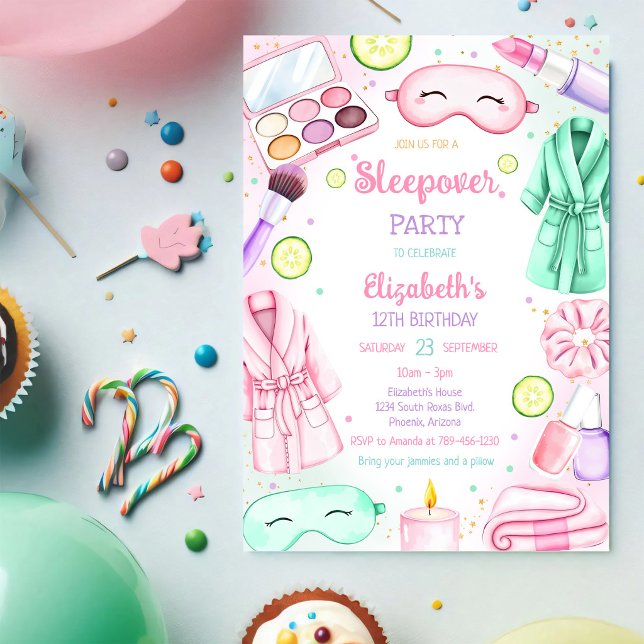 Invitation Fête pyjama Spa Slumber Fête d'anniversaire  (Créateur téléchargé)