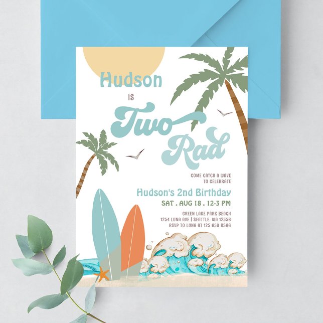Invitation Fête radiale de 2e anniversaire de garçon rétro su (Créateur téléchargé)