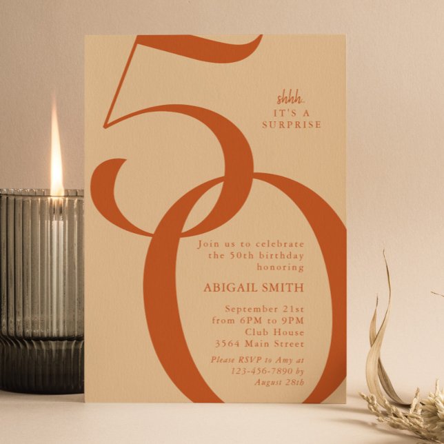 Invitation Fête Rétro Chut C'est une Surprise pour les 50 ans (Créateur téléchargé)