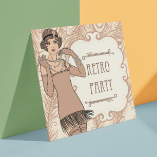 Invitation Fête rétro Fille du Flapper des années 20