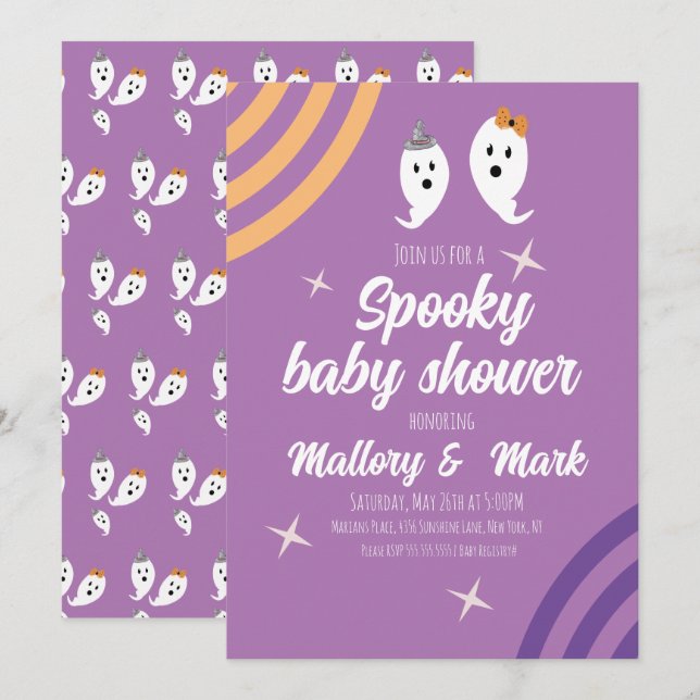 Invitation Fête Rétro Halloween Groovy Baby Shower (Devant / Derrière)