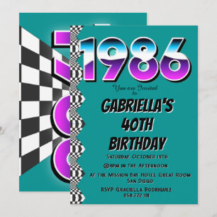 Invitation Fête rétro vintage 40e anniversaire 1986