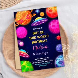 Invitation Fête Rocket, Planètes & Stars Thème
